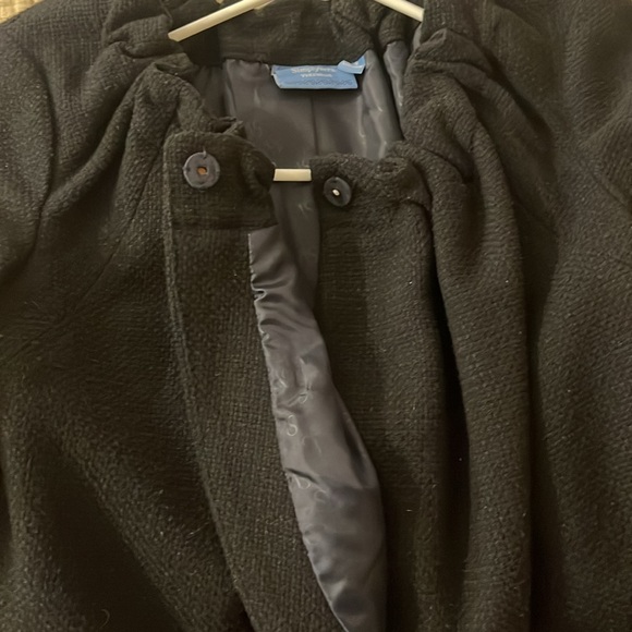 Simply Vera-Vera Wang Tweed Cropped Bolero Jacket Black Single Snap Back Ruffles - Picture 7 of 8